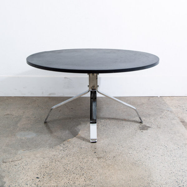 Mid Century Modern Coffee Table Round Chrome Slate Stone Top Vintage 4 Star Mcm - Image 9
