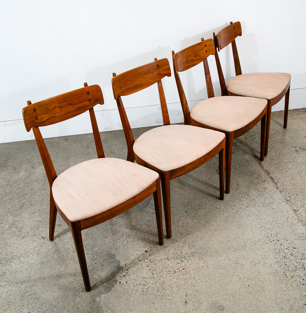 Mid Century Modern Dining Chairs 6 Drexel Declaration Kipp Stewart Peach Pink - Image 3