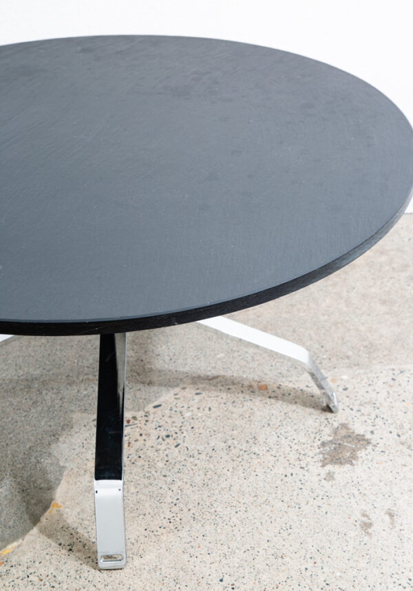 Mid Century Modern Coffee Table Round Chrome Slate Stone Top Vintage 4 Star Mcm - Image 12