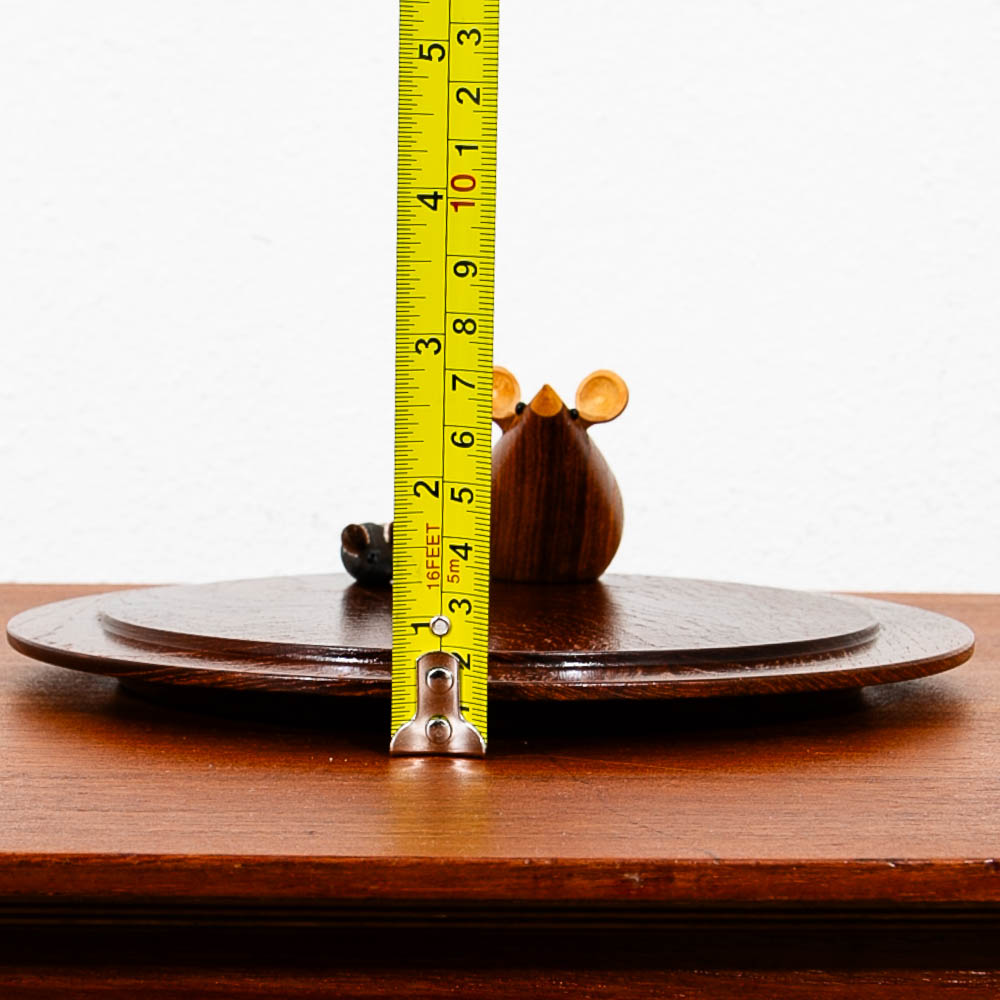 Mid Century Danish Modern Rounded Teak Karl Holmberg Serving Tray Denmark w/ Wooden Mice - Image 12