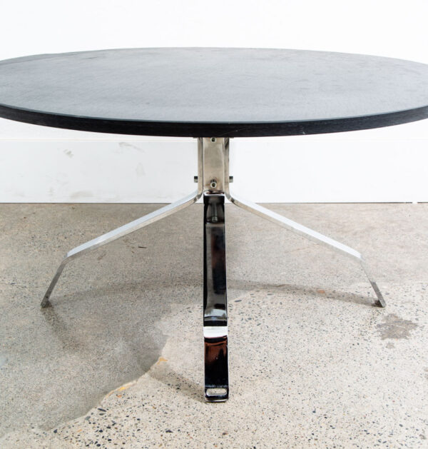 Mid Century Modern Coffee Table Round Chrome Slate Stone Top Vintage 4 Star Mcm - Image 4