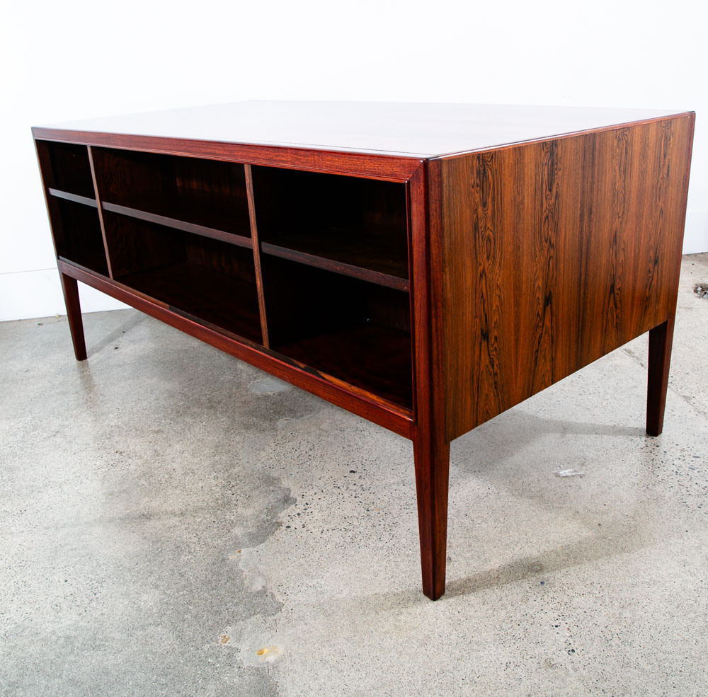 Mid Century Danish Modern Desk Executive Rosewood Ole Wanscher Locking 8 Drawer - Image 5