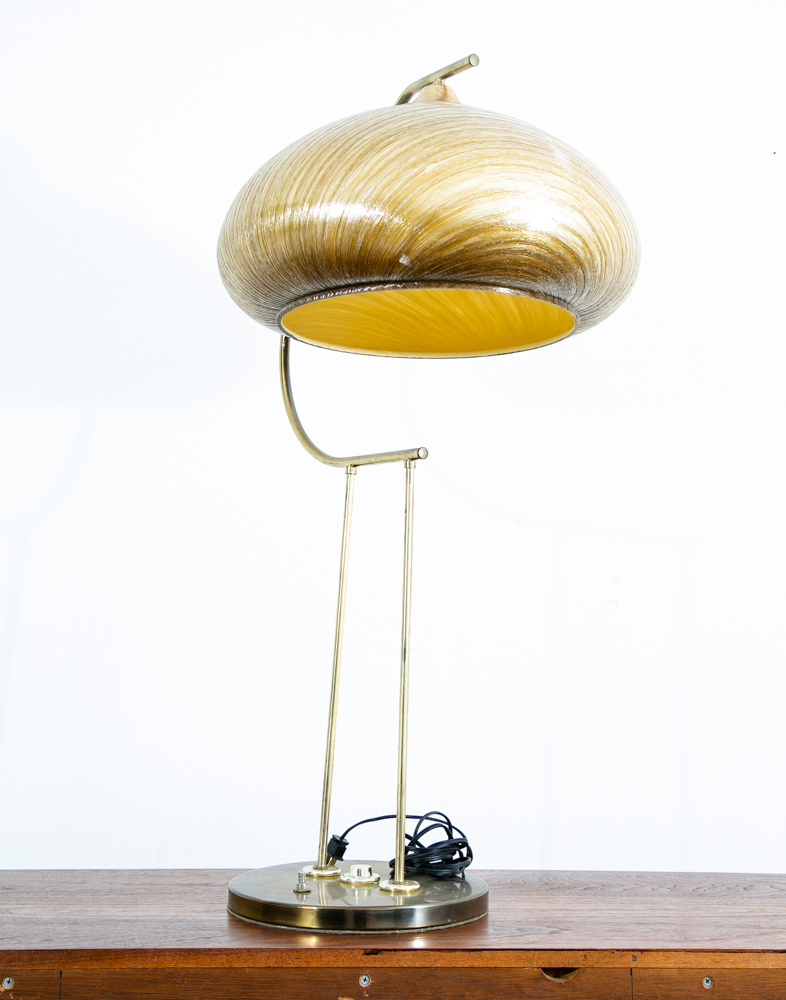 Mid Century Modern Table Lamp Brass Light Gold Harvey Guzzini Italian Round Mcm - Image 9