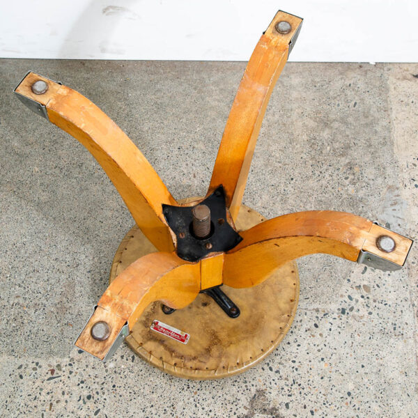 Antique Hamilton Stool Adjustable Solid Wood Swivel Tan Drafting Industrial - Image 7