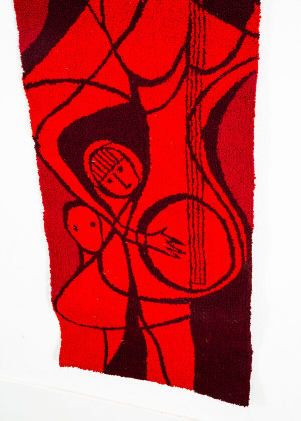Mid Century Modern Tapestry Wall Hanging Red Wool Music Abstract Pop Art Large - Image 5