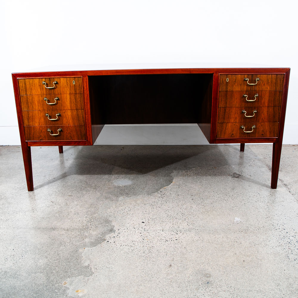Mid Century Danish Modern Desk Executive Rosewood Ole Wanscher Locking 8 Drawer - Image 2
