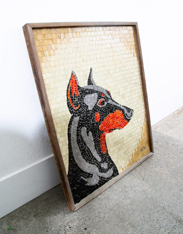 Mid Century Modern Studio Ceramic Tile Original Art Mosaic Pinscher Dog Portrait - Image 9