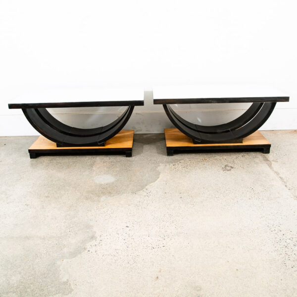 Mid Century Modern Side Tables End Nightstands Art Deco White Black Low Console - Image 5