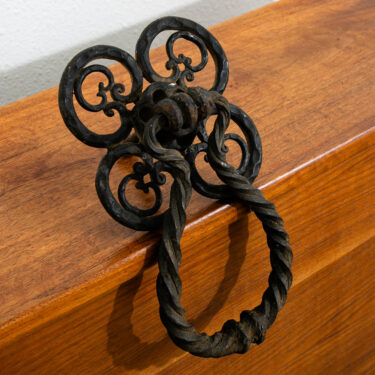 Mid Century Modern Gothic Door Knocker Heavy Cast Iron Mcm Texture Black Antique