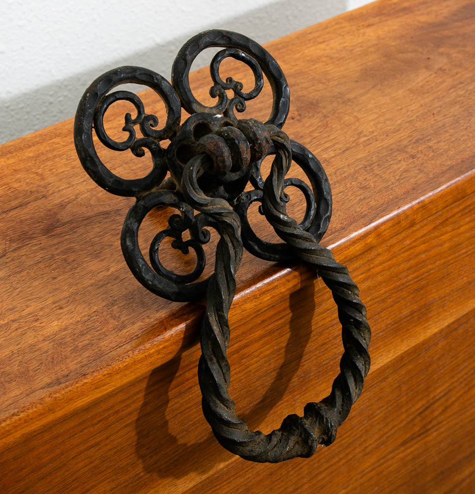 Mid Century Modern Gothic Door Knocker Heavy Cast Iron Mcm Texture Black Antique