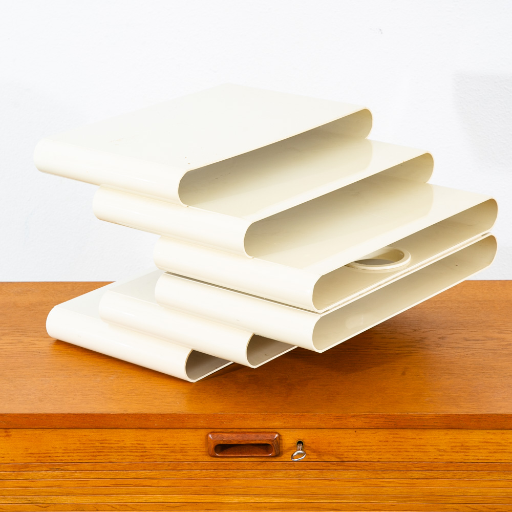 Mid Century Modern Magazine Holder White Kartell Italy G. Stoppino Vintage Mcm - Image 4