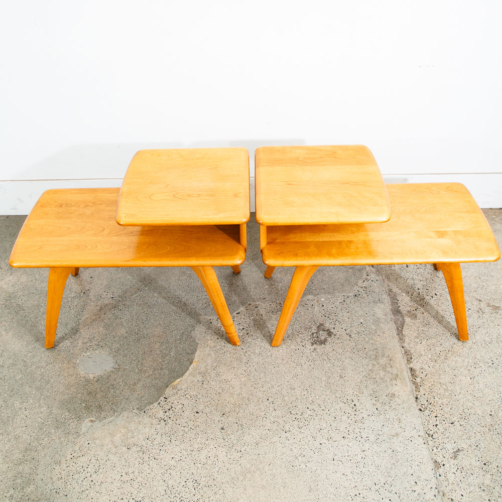 Mid Century modern Nightstands End Side Tables Heywood Wakefield Step Up Blonde - Image 2