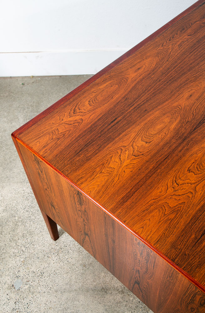 Mid Century Danish Modern Desk Executive Rosewood Ole Wanscher Locking 8 Drawer - Image 9