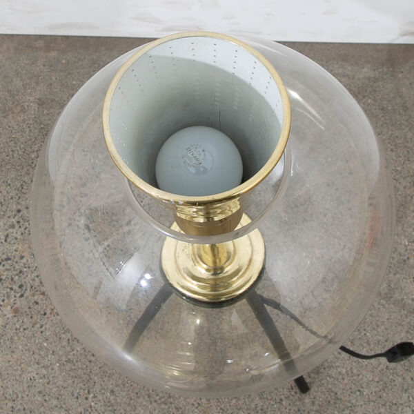Mid Century Modern Glass Orb Lamp Original Brass Legs Sofa Round Black Atomic - Image 7