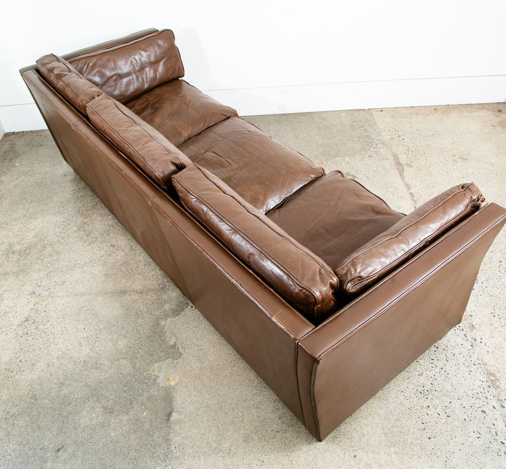 Mid Century Danish Modern Sofa Couch 3 Seater Mogens Hansen Leather Dark Brown - Image 5