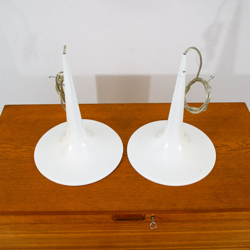 Mid Century Danish Modern Pendant Lamps Set Light Pair White Hanging Denmark Mcm - Image 2