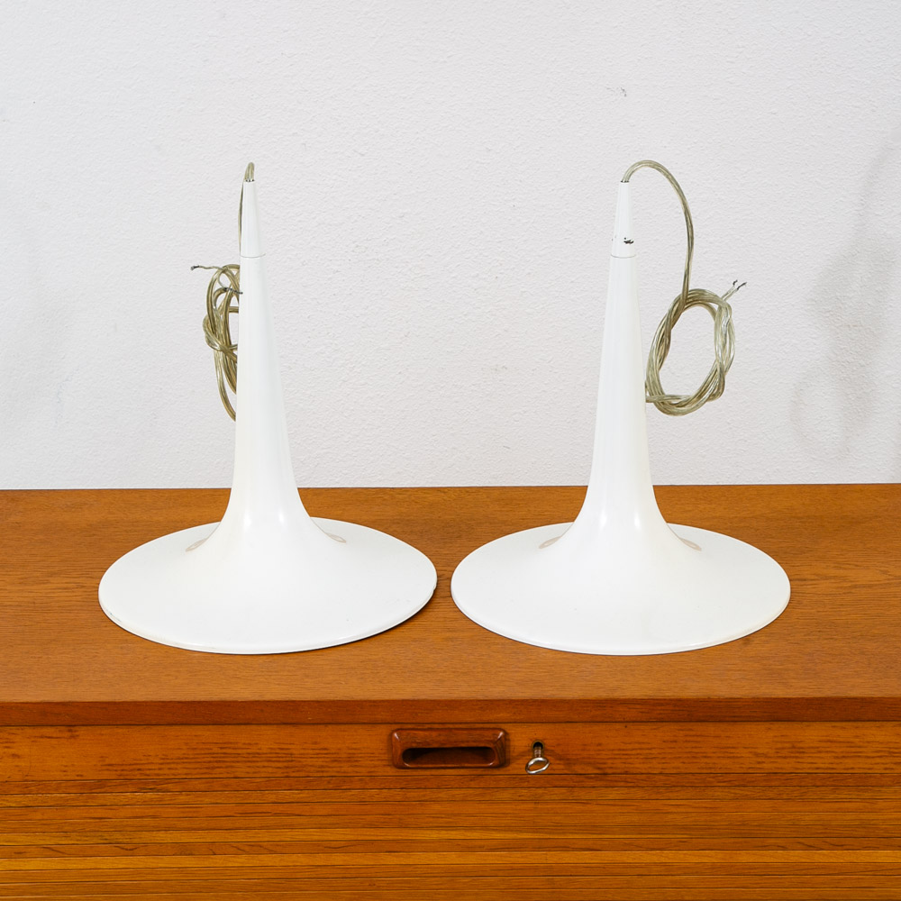 Mid Century Danish Modern Pendant Lamps Set Light Pair White Hanging Denmark Mcm - Image 3