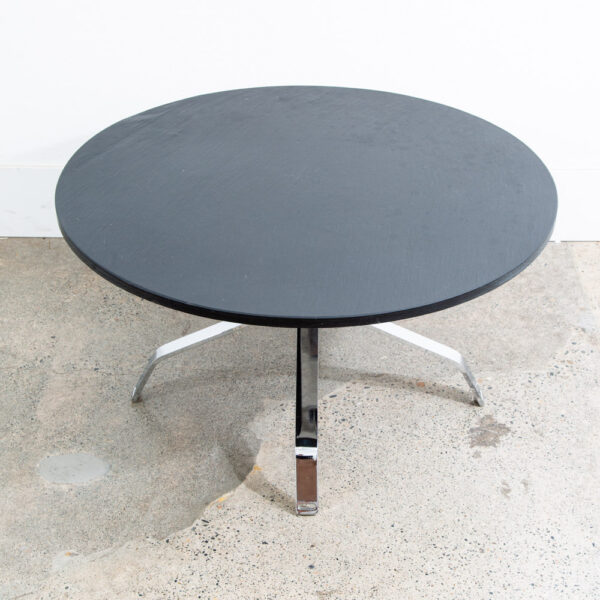 Mid Century Modern Coffee Table Round Chrome Slate Stone Top Vintage 4 Star Mcm - Image 3