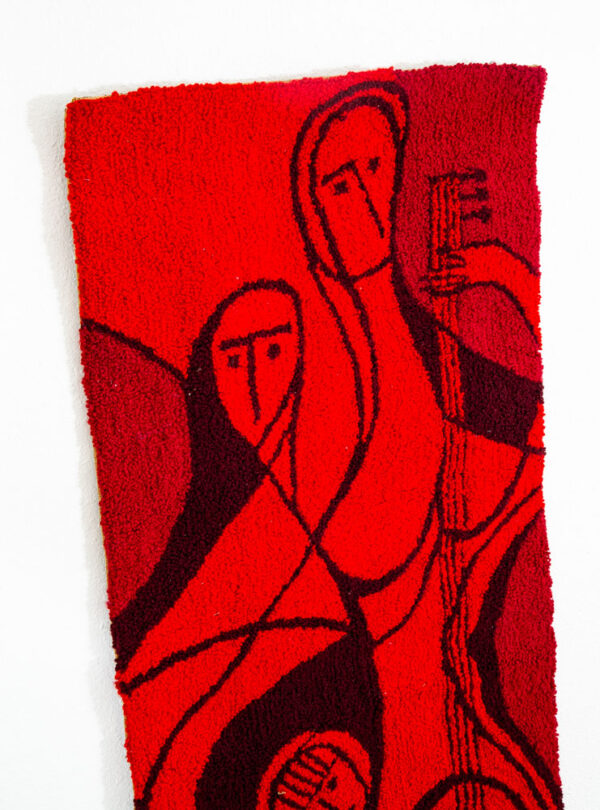 Mid Century Modern Tapestry Wall Hanging Red Wool Music Abstract Pop Art Large - Image 4