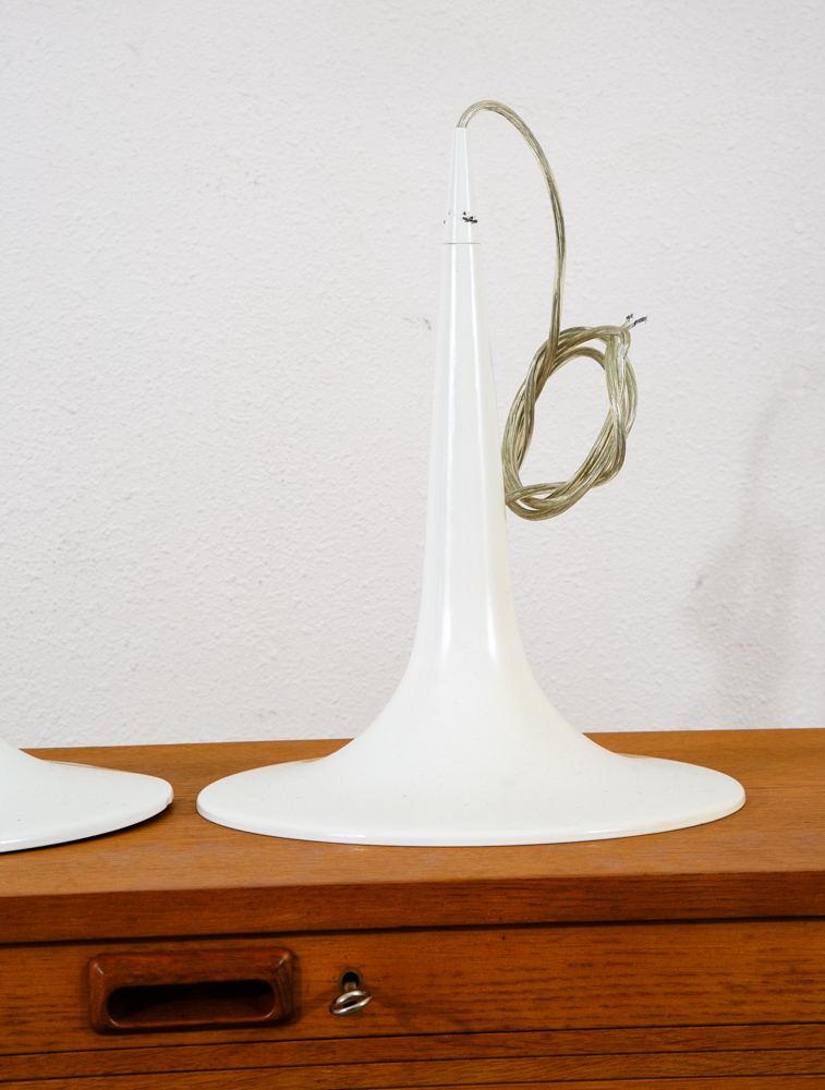 Mid Century Danish Modern Pendant Lamps Set Light Pair White Hanging Denmark Mcm - Image 12