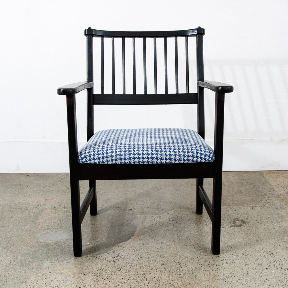 Mid Century Modern Wood Dining Chairs Swedese Sweden Black Blue Denmark Armchair - Image 7