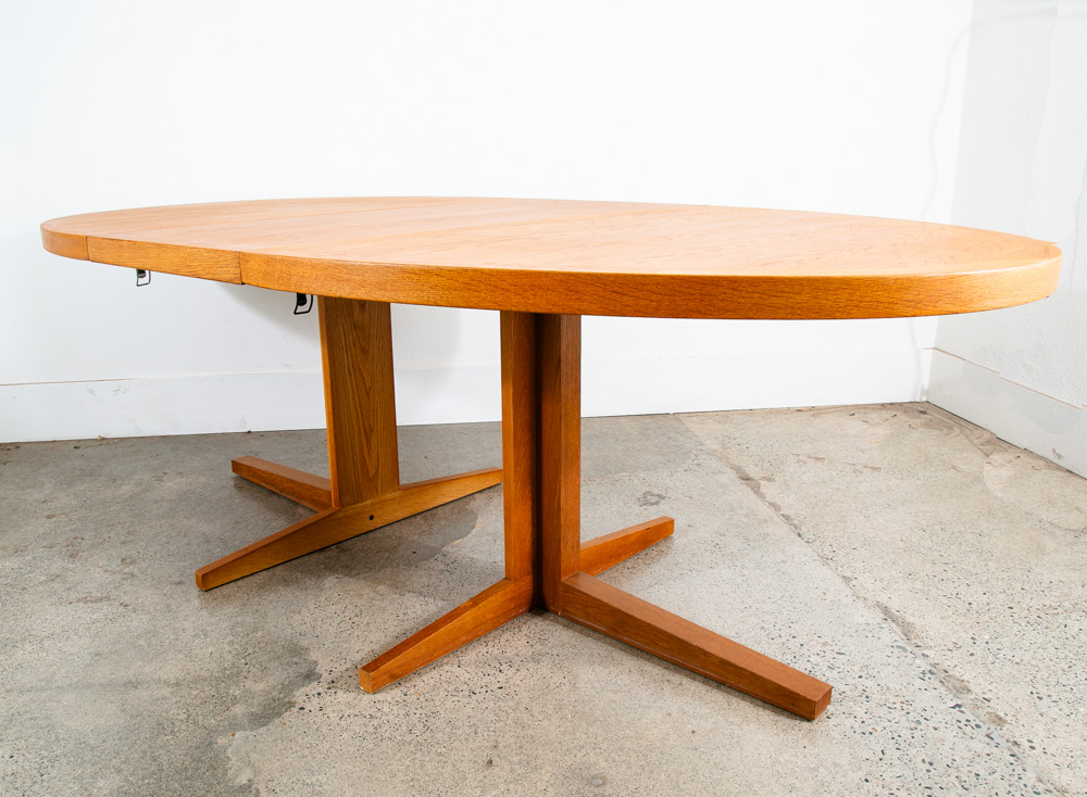 Mid Century Danish Modern Dining Table Oak Niels Kofoed Oval Extension x2 Mcm - Image 5