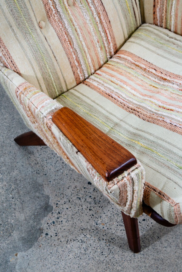 Mid Century Modern Lounge Chair Adrian Pearsall Slim Jim Tweed Walnut Arms Paws - Image 5