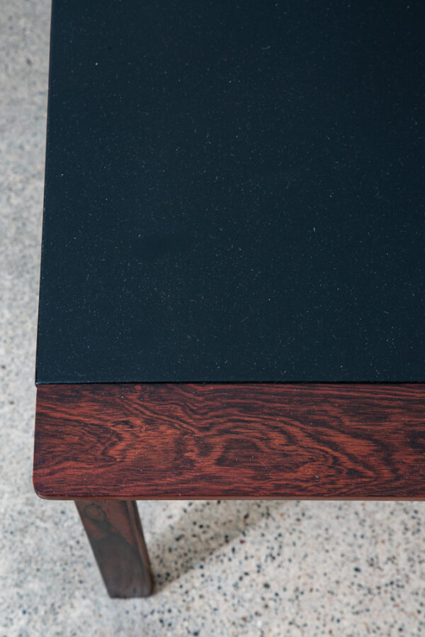 Mid Century Danish Modern Coffee Table Black Top Rosewood Hans Olsen Rectangular - Image 7