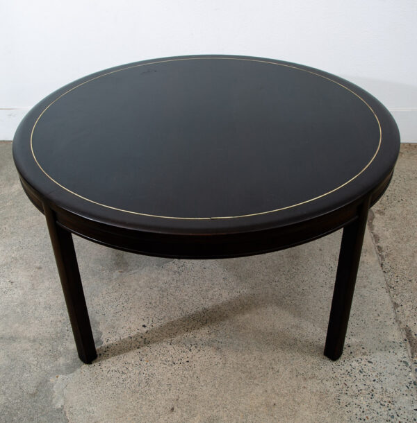 Mid Century Modern Dining Table Card Walnut Round Custom Vintage Brass Gold Mcm - Image 2