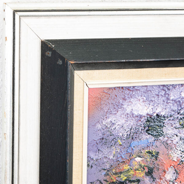 Mid Century Modern Framed Painting Art Abstract Expressionism Purple Black White - Image 10