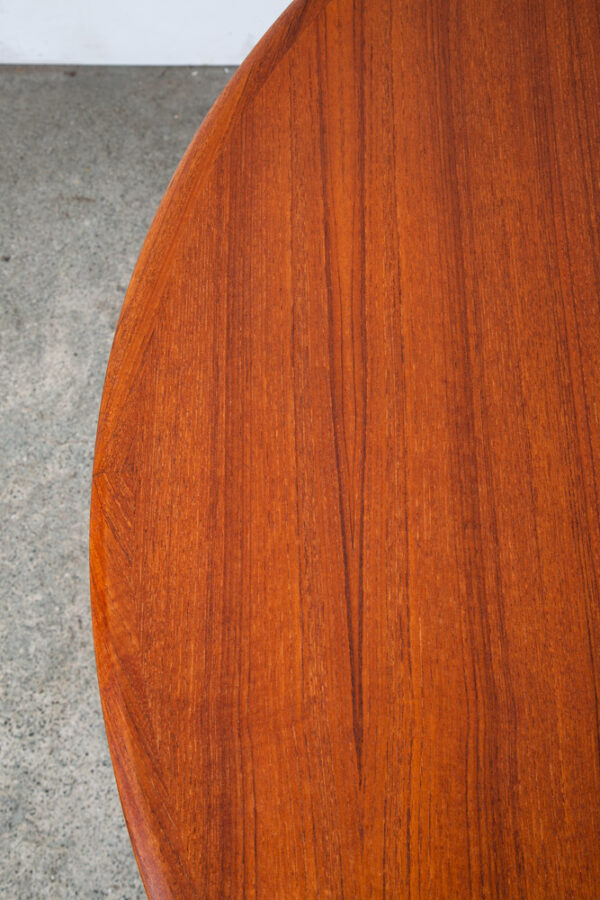 Mid Century Danish Dining Table Teak Round Expanding leaf x 2 Oval Denmark Mcm - Image 8