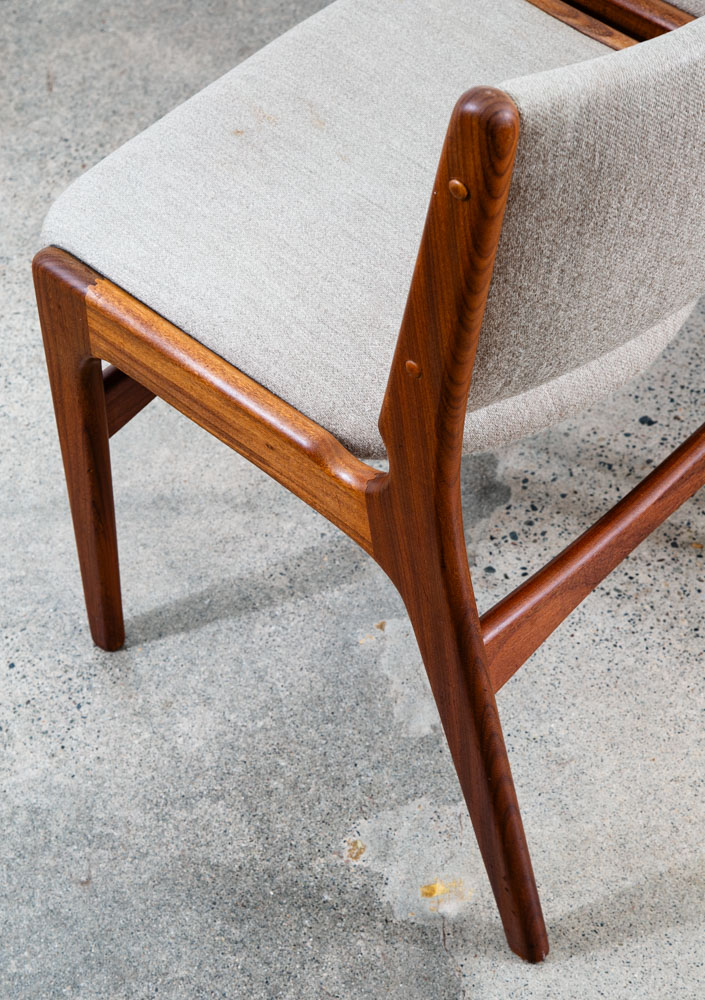 Mid Century Danish Modern Dining Chairs Johannes Andersen Set 8 Teak Wood Grey - Image 8