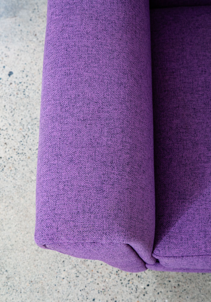 Mid Century Modern Lounge Chairs Purple Armchairs Tweed Pair 2 Vintage Denmark - Image 7