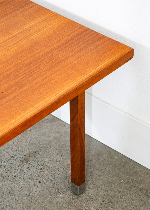 Mid Century Danish Modern Coffee Table Surfboard Teak Denmark Metal Legs Vintage - Image 7