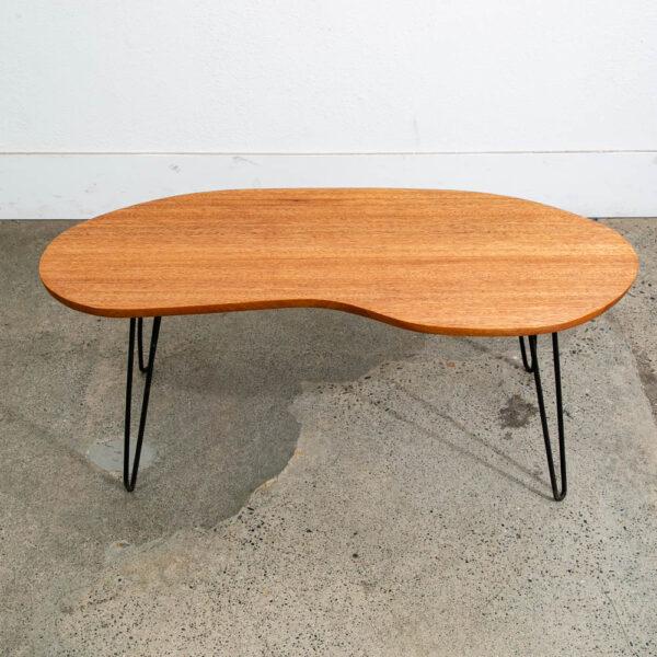 Mid Century Modern Coffee Table Solid Mahogany Boomerang Surfboard Hairpin Mcm - Image 2