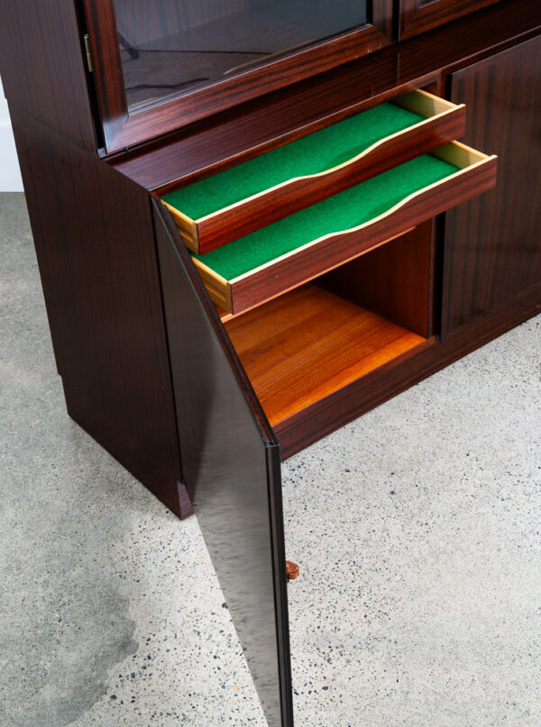 Mid Century Danish Modern Bookshelf Cabinet Mahogany Doors Omann Jun Vintage Mcm - Image 6