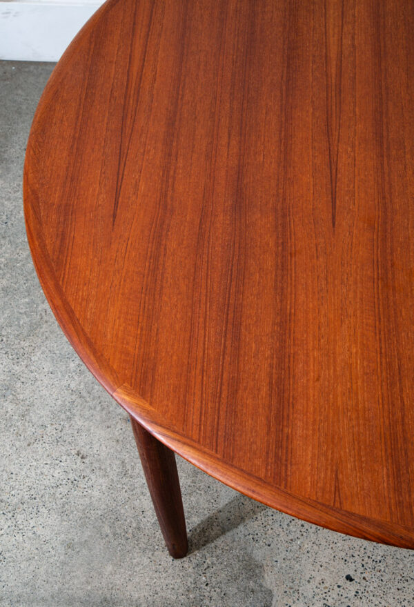 Mid Century Danish Dining Table Teak Round Expanding leaf x 2 Oval Denmark Mcm - Image 9