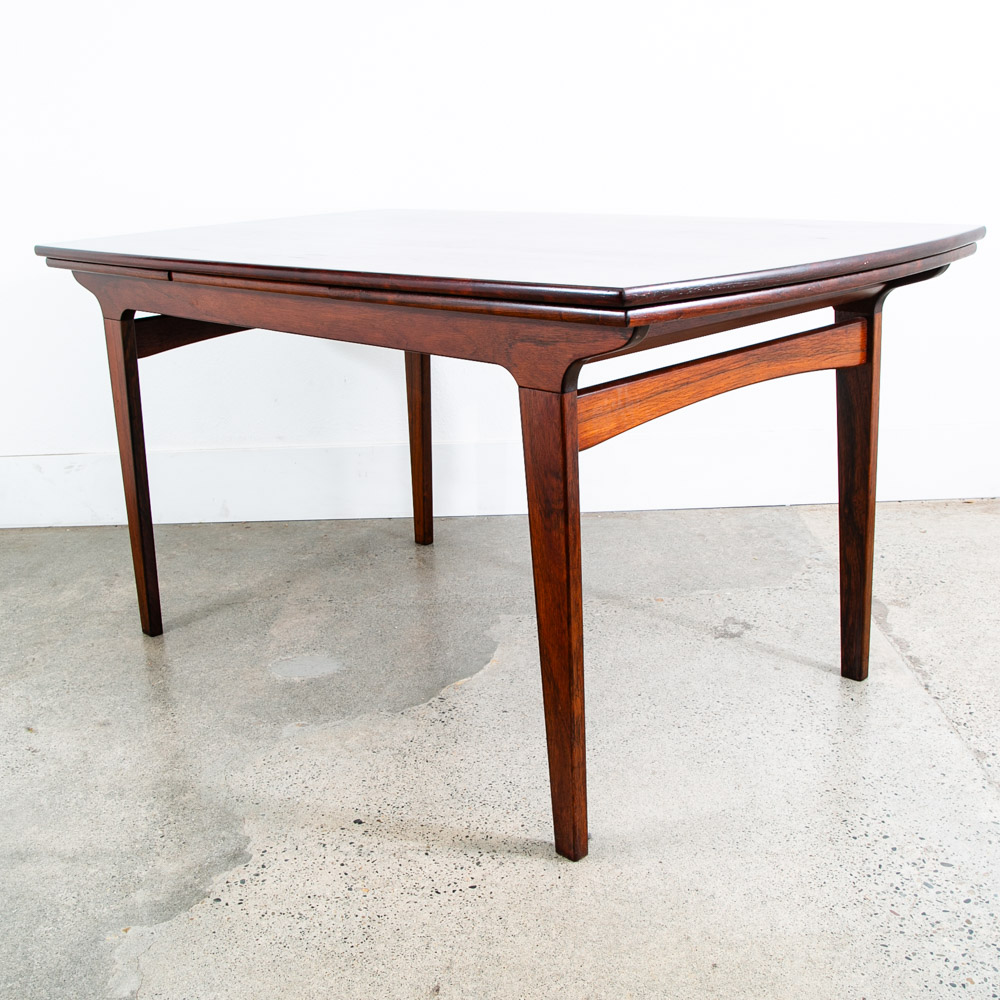 Mid Century Danish Modern Dining Table Rosewood Extension 2 Draw Leaf Vintage - Image 5