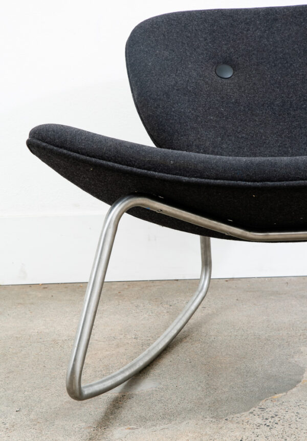 Mid Century Danish Modern Rocking Chair Boconcept Rocker Grey Wool Metal Silver - Image 7