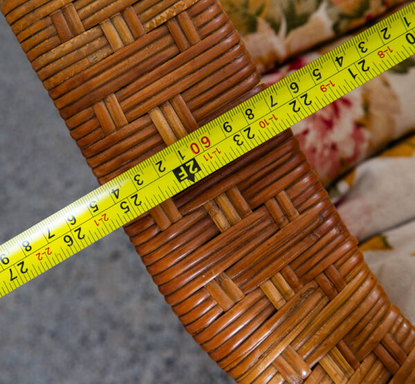 Mid Century Modern Lounge Chair Flroal Bamboo Boho Danish Basket Wrapped Weave - Image 5
