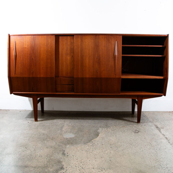 Mid Century Danish Modern Credenza Highboard Teak Sliding Doors Bar Mobler Mcm - Image 6