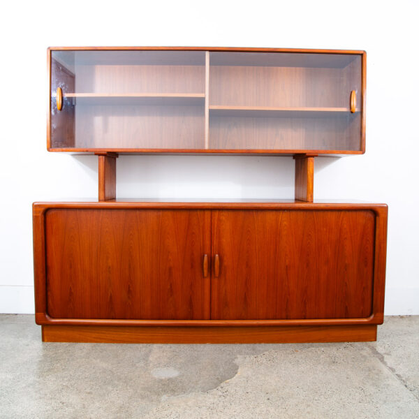 Mid Century Danish Modern Credenza Dyrlund 2 Tier Glass Teak Sideboard Display