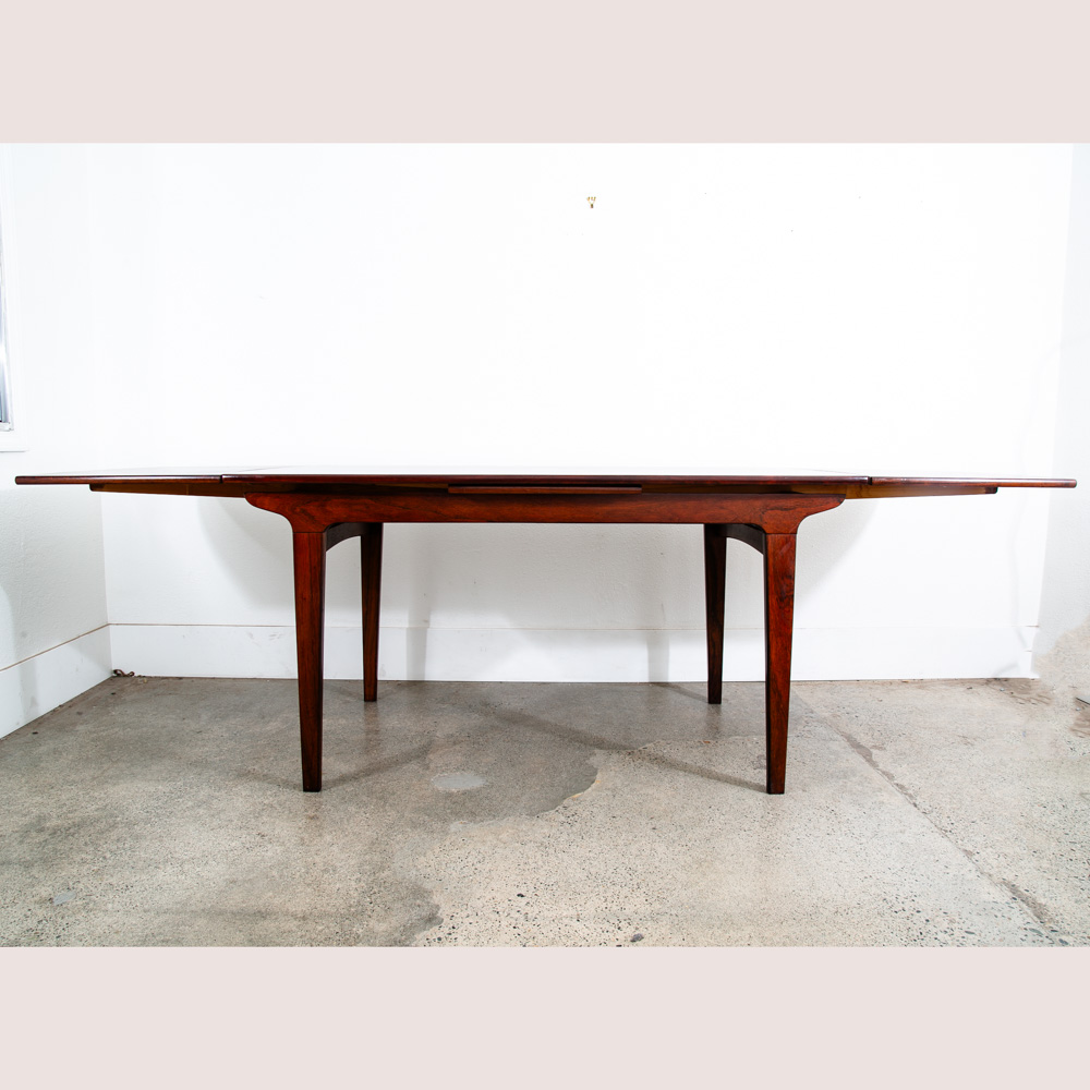 Mid Century Danish Modern Dining Table Rosewood Extension 2 Draw Leaf Vintage - Image 4