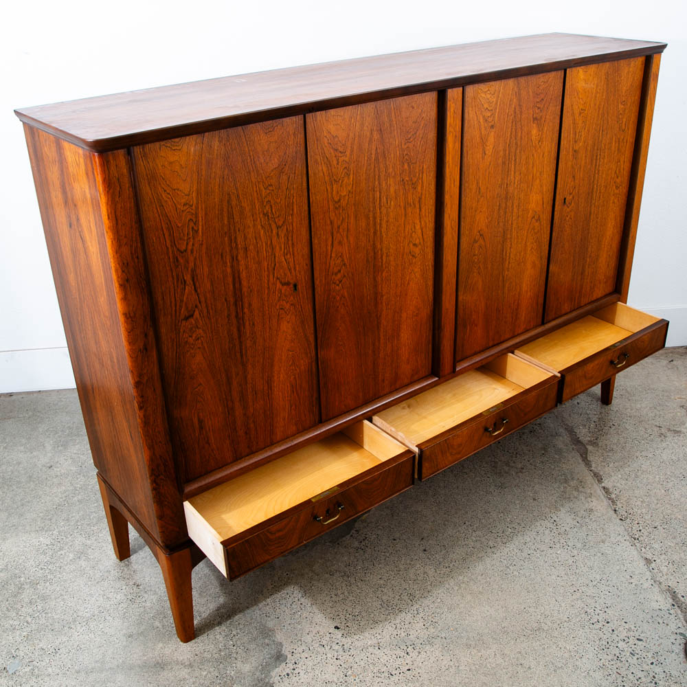 Mid Century Danish Modern Credenza Highboard Rosewood Wood Drawers Denmark Mcm - Image 5