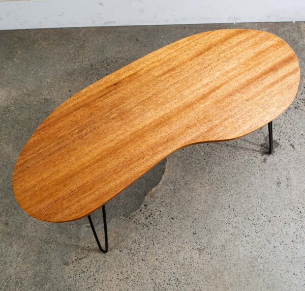 Mid Century Modern Coffee Table Solid Mahogany Boomerang Surfboard Hairpin Mcm - Image 3