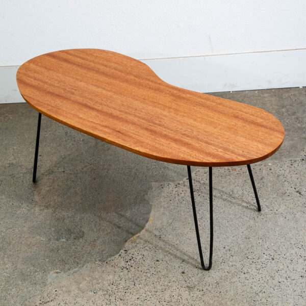 Mid Century Modern Coffee Table Solid Mahogany Boomerang Surfboard Hairpin Mcm