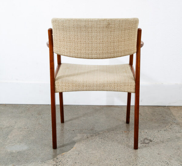 Mid Century Danish Modern Armchair Chair Dining Teak White Wool Arm Captain Mcm - Image 7