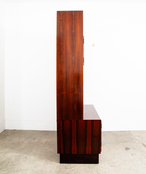 Mid Century Danish Modern Cabinet Storage Rosewood Omann Jun Doors Bookshelf Mcm - Image 4