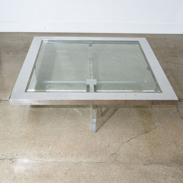 Mid Century Modern Coffee Table Square Large Chrome Glass Sandro Petti Lucite - Image 3
