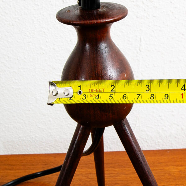Vintage Mid Century Modern Lamp Teak Turned Wood Round Denmark Tripod Table Mcm - Image 11